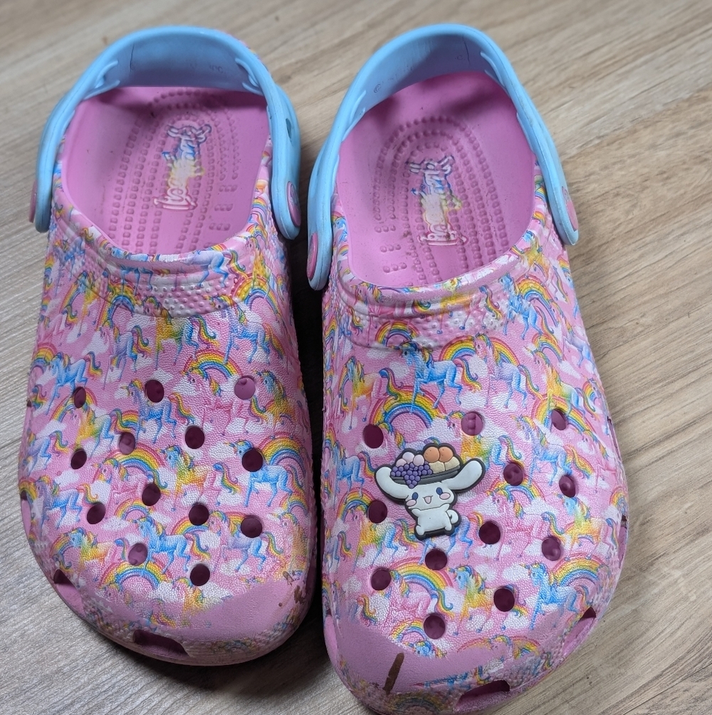 CROCS Lisa Frank Unicorn Classic Clogs Juniors Sz 4